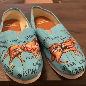 BRAND NEW- never worn- adorable veterinary anatomy themed slip on shoes, size 11